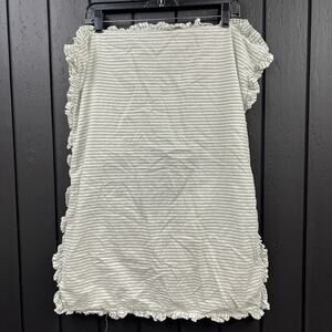 Laura Ashley Light Green Striped Ruffle Cotton Standard Pillow Sham